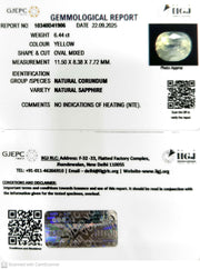 6.44/CT Natural Yellow Sapphire With Govt Lab Certificate (16650)